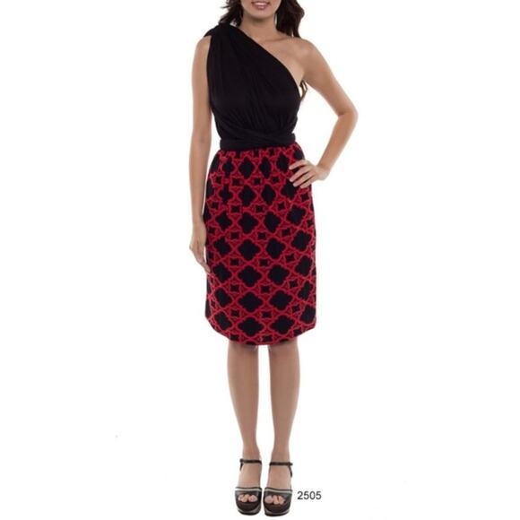 Transformer Black Dress Infinity Multi Way Casual Women's Midi Plaid Red NWT - Picture 5 of 6